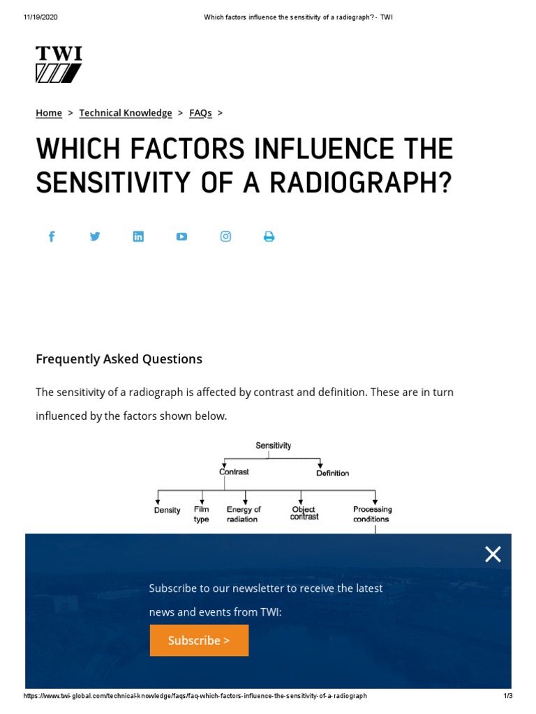 Which Factors Influence The Sensitivity of A Radiograph - TWI | PDF