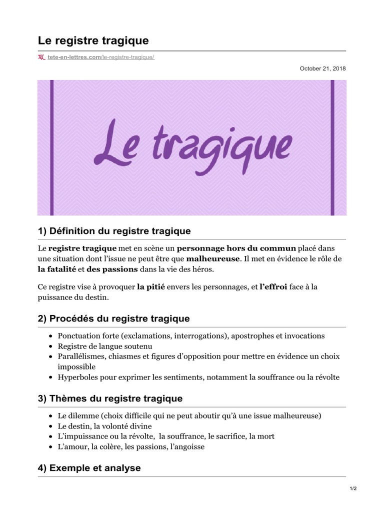 Le Registre Tragique Pdf Jean Racine Amour