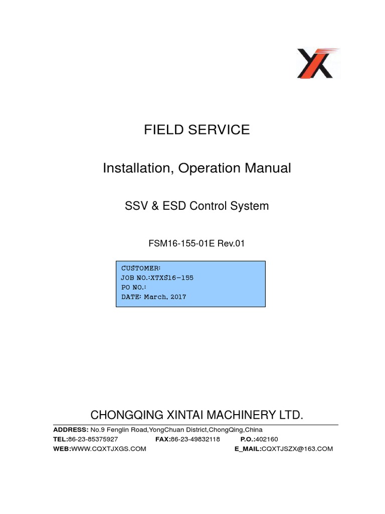 SSV & ESD Control System Manual | PDF | Valve | Pump
