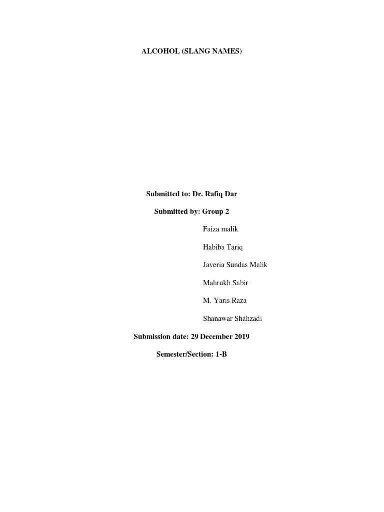 Slang Names For Alcohol PDF Ethanol Alcoholic Drinks