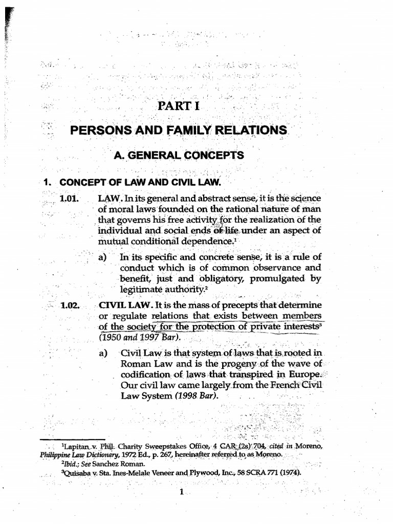 Part 1 - Persons and Family Relations PDF | PDF | Precedent | Will And ...