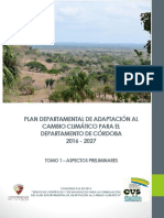 Plan Departamental de Adaptacion Al Cambio Climatico para El Departamento de Cordoba 2016 - 2027 Tomo 1