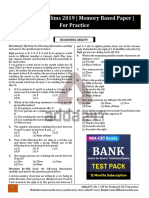 IBPS Clerk Prelims 2019 - Memory Based Paper - For Practice: Reasoning Ability