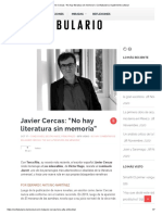 Javier Cercas - "No Hay Literatura Sin Memoria" - Confabulario - Suplemento Cultural