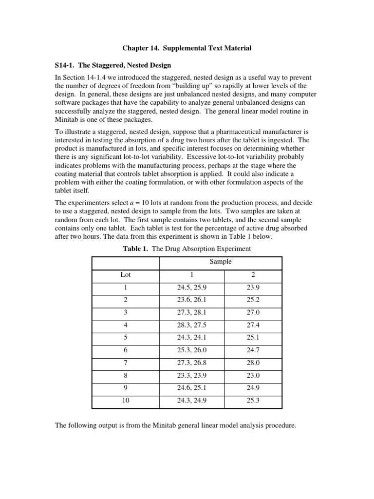 Staggered Nested Design in Drug Testing | PDF | Errors And Residuals ...