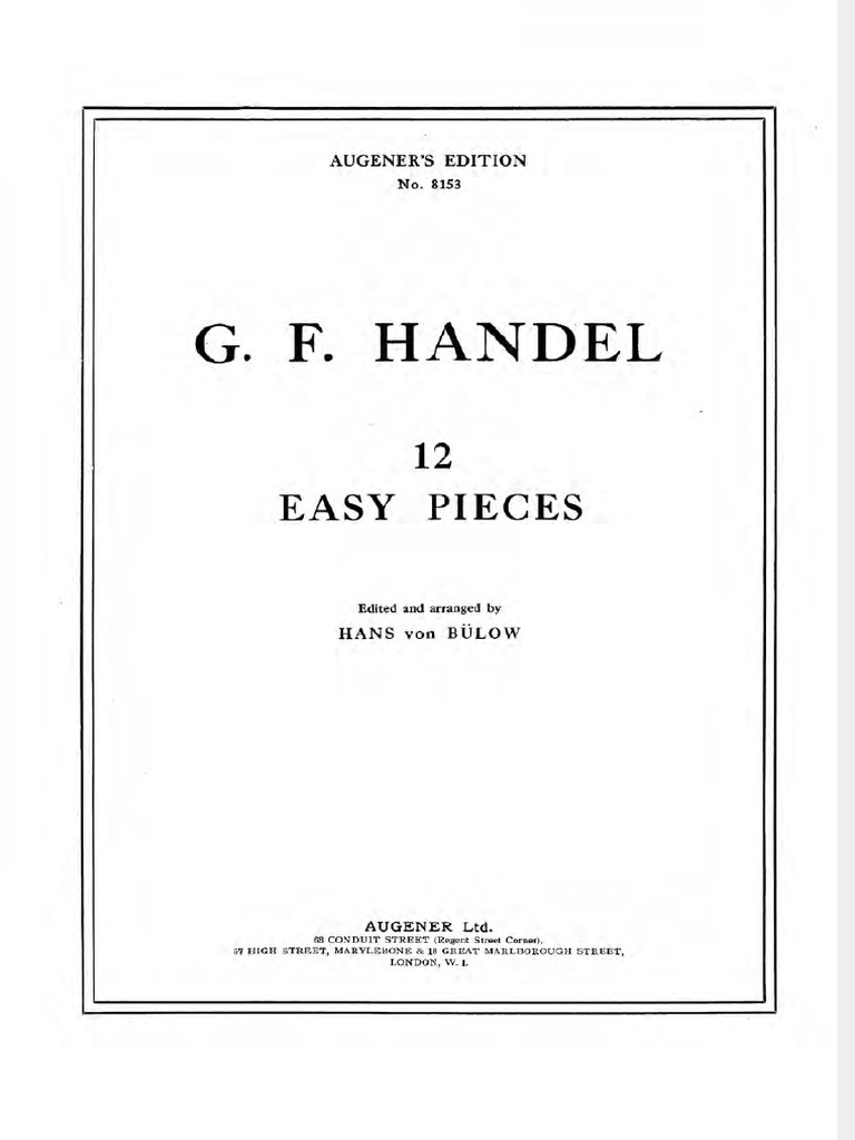 Handel's 12 Easy Piano Pieces PDF | PDF
