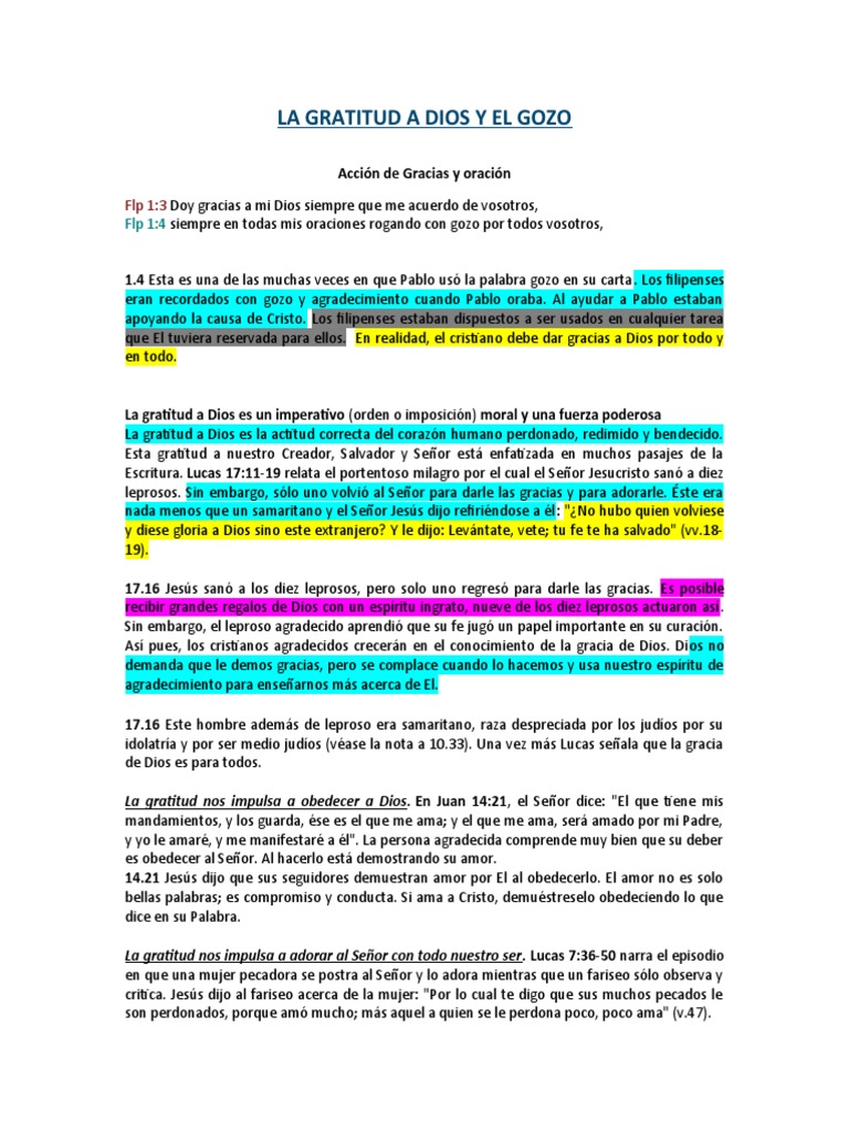 La Gratitud A Dios Y El Gozo Pdf Cristo Título Pecado