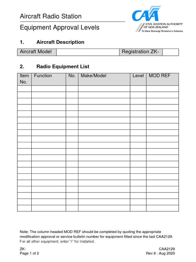 Aircraft Radio Station Equipment Approval Levels PDF