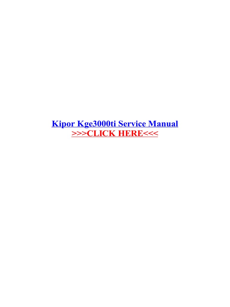 Kipor Kge3000ti Service Manual PDF Ignition System Electric Generator