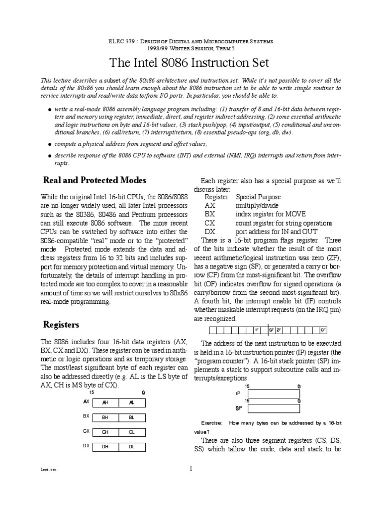 8086 ISA Overview | PDF