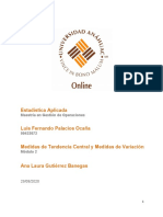 Tarea 3 Medidas de Tendencia Central y Medidas de Variación - Luis Palacios - 27.08.2020