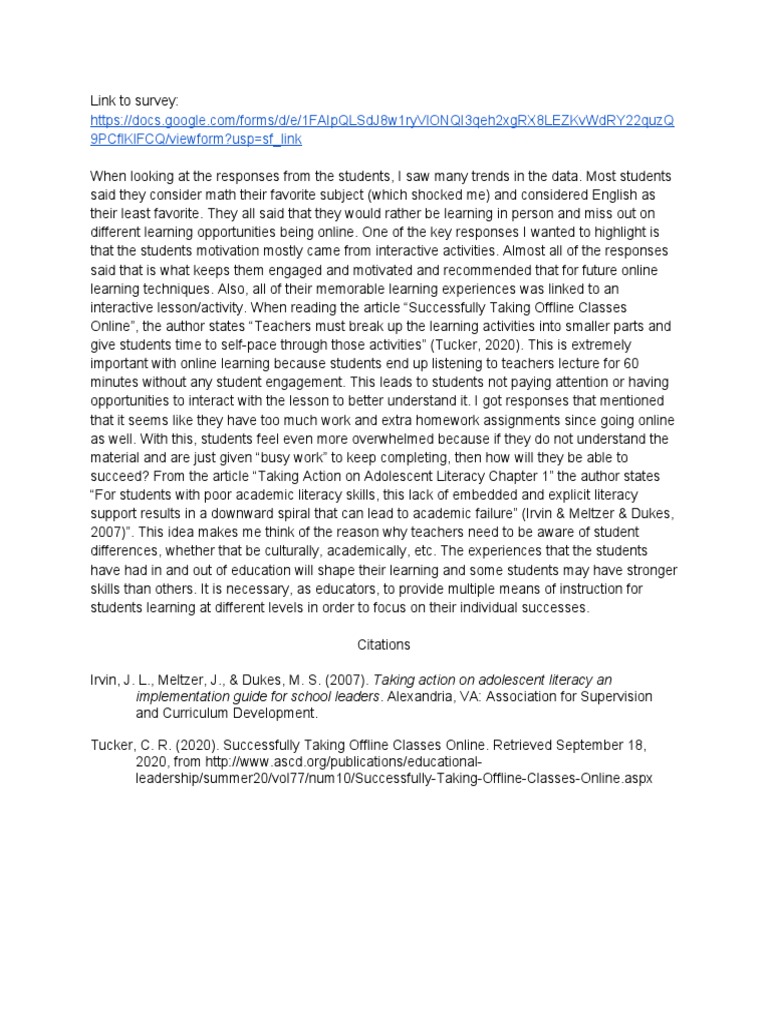 Creating Engaging and Motivating Classroom Environment Survey PDF