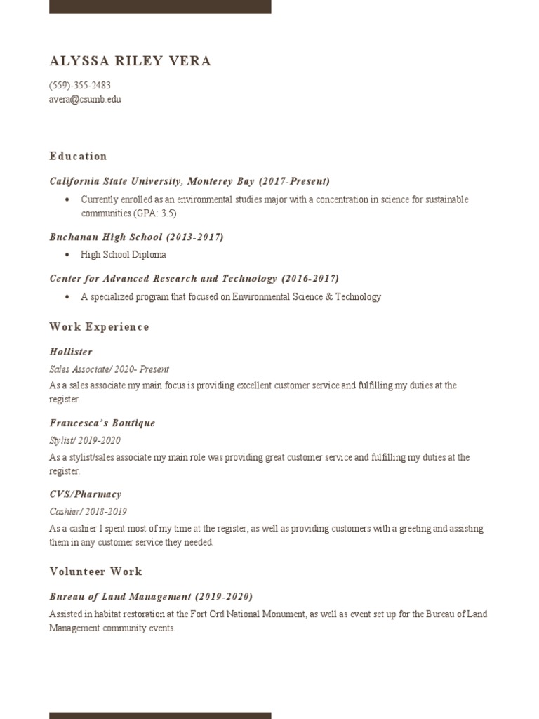 Alyssa Vera Resume 2020 PDF
