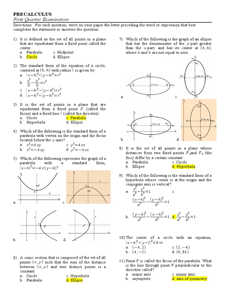 Precal Q1 Ellipse Manifold