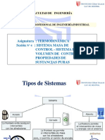 Asignatura: TERMODINÁMICA Sesión: Sistema Masa de Control - Sistema de Volumen de Control - Propiedades de Sustancias Puras