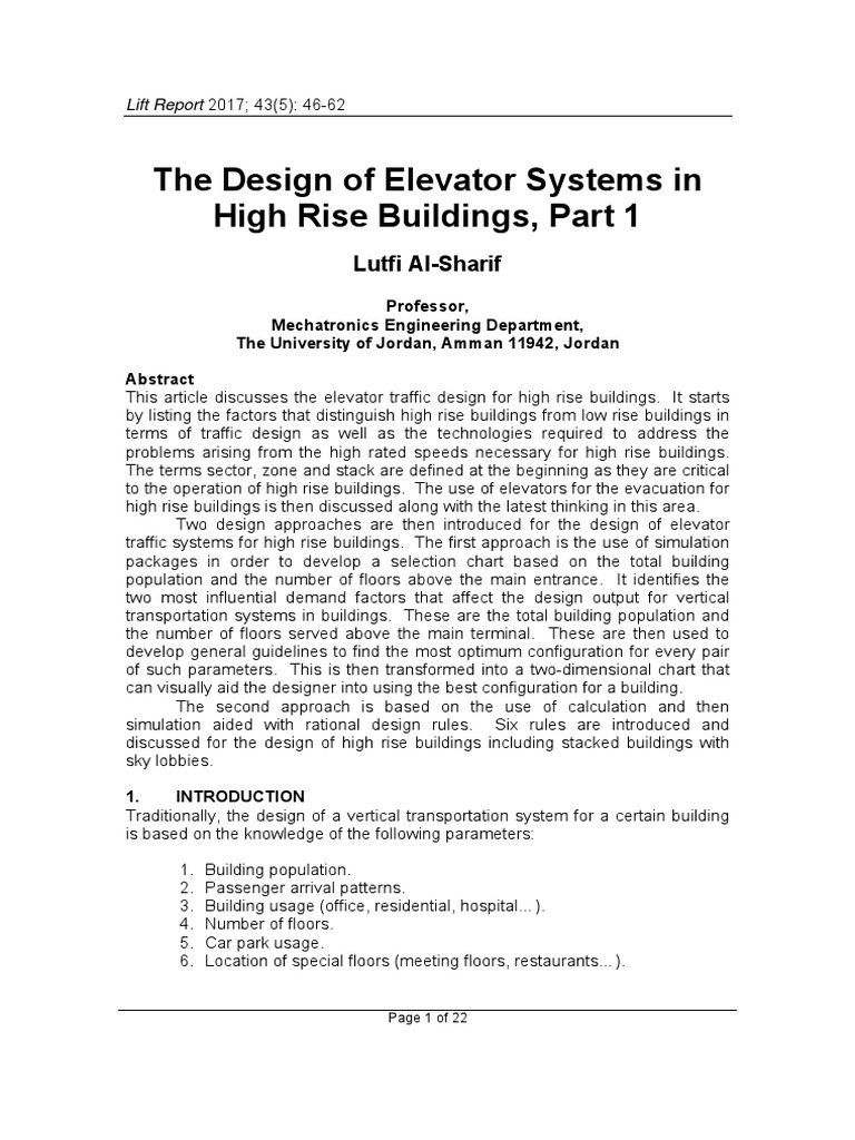High-Rise Elevator Design Guide | PDF | Elevator | Simulation