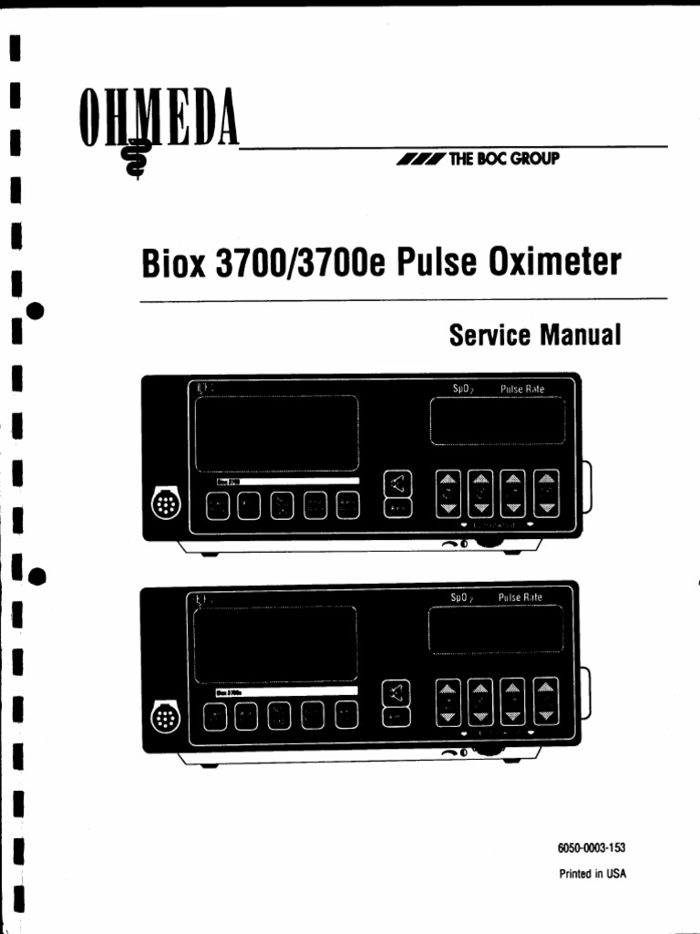 Ohmeda - Biox - 3700 Pule-Oximeter Service Manual | PDF