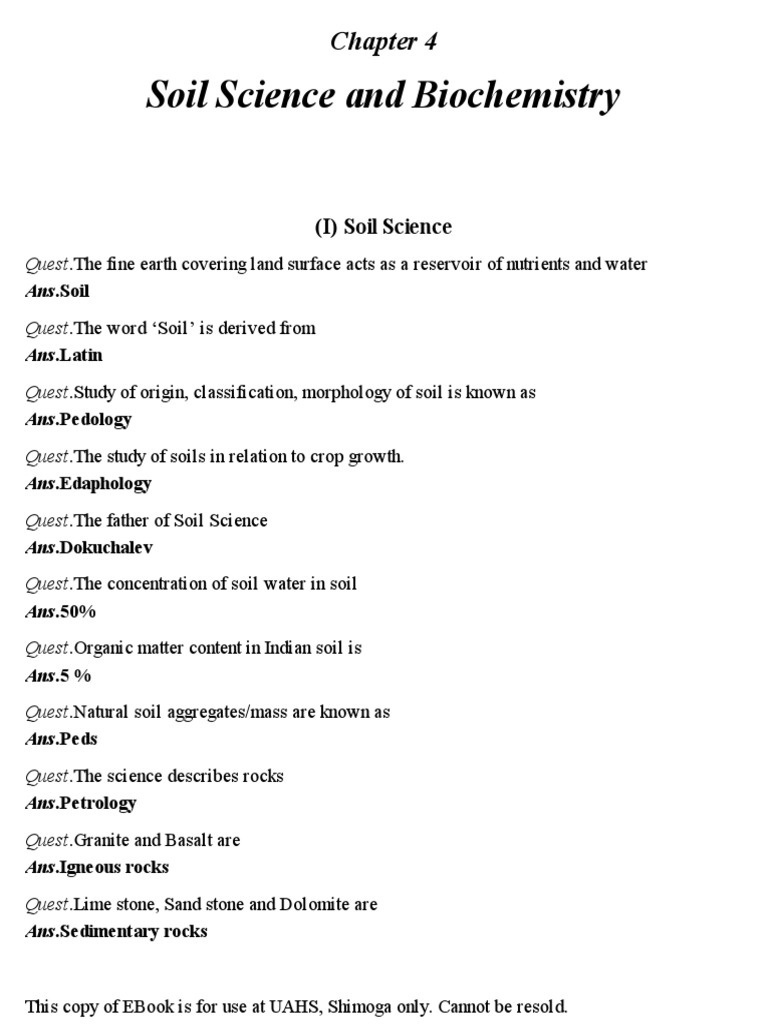 Soil Science Questions and Answers | PDF | Rock (Geology) | Soil