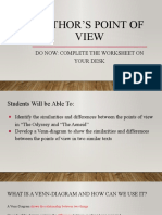 Author'S Point of View: Do Now: Complete The Worksheet On Your Desk