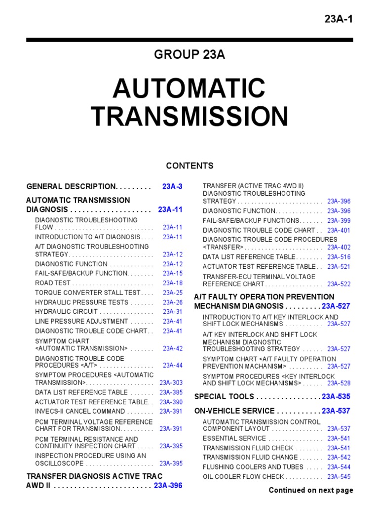 Automatic Transmission Diagnosis Guide | PDF | Transmission (Mechanics ...