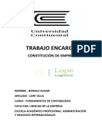 Trabajo. Constitución de Empresa