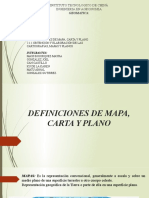 Definiciones de mapa, carta y plano