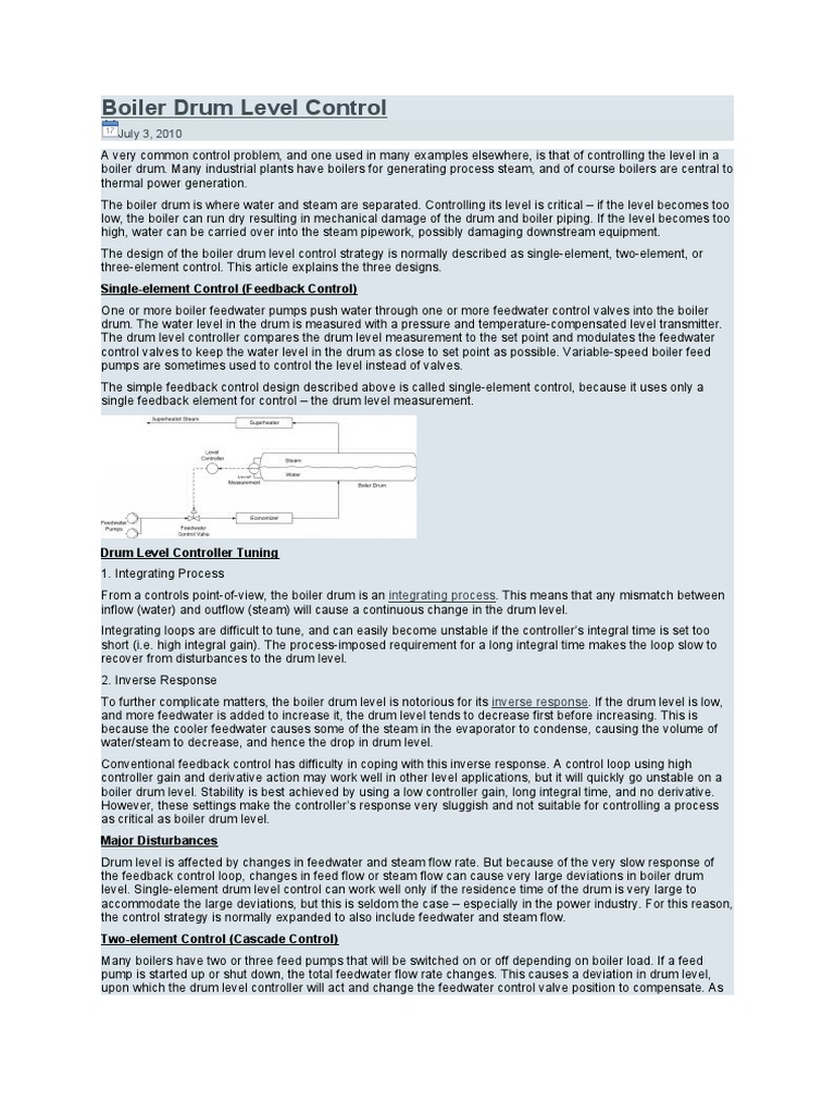 Boiler Drum Level Control | PDF | Control Theory | Boiler