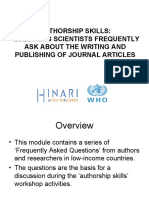 Authorship Skills: Questions Scientists Frequently Ask About The Writing and Publishing of Journal Articles