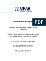 Tarea 5 - Preguntas - Tema 1.5 El Pensamiento Crítico y El Mercado Laboral (Mercado de Trabajo) - Sofía Ramírez - 17 de Octubre Del 2020