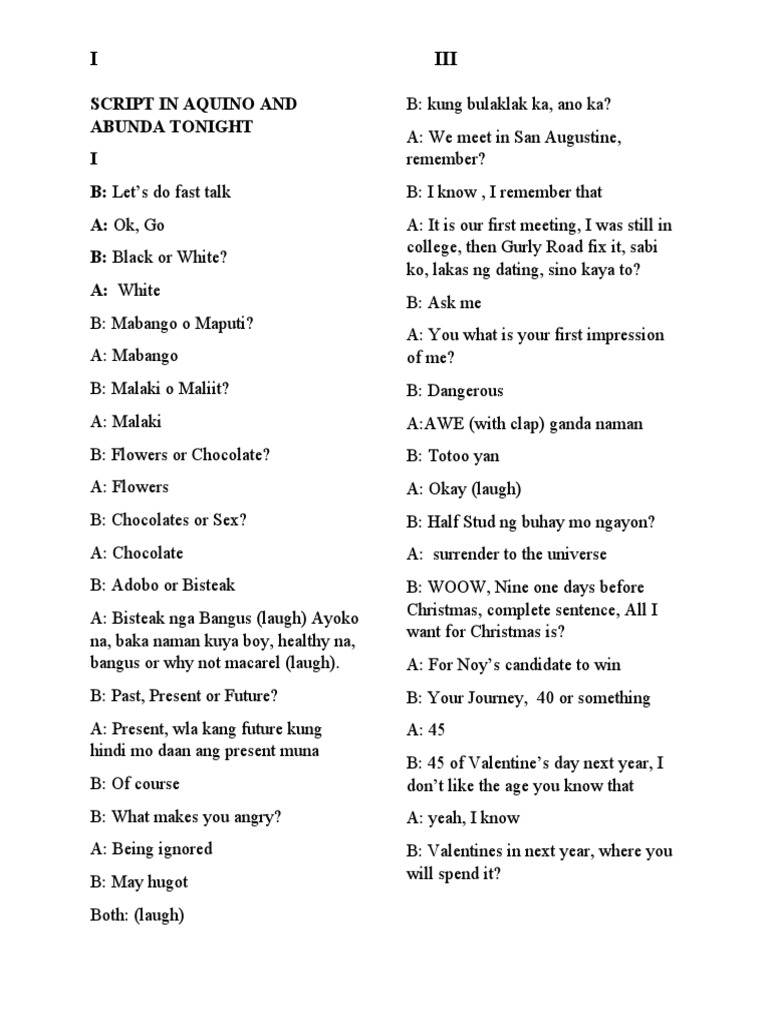 Fast Talk Questions