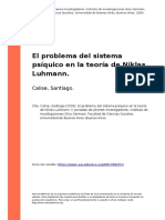 Calise, Santiago (2009). El problema del sistema psiquico en la teoria de Niklas Luhmann