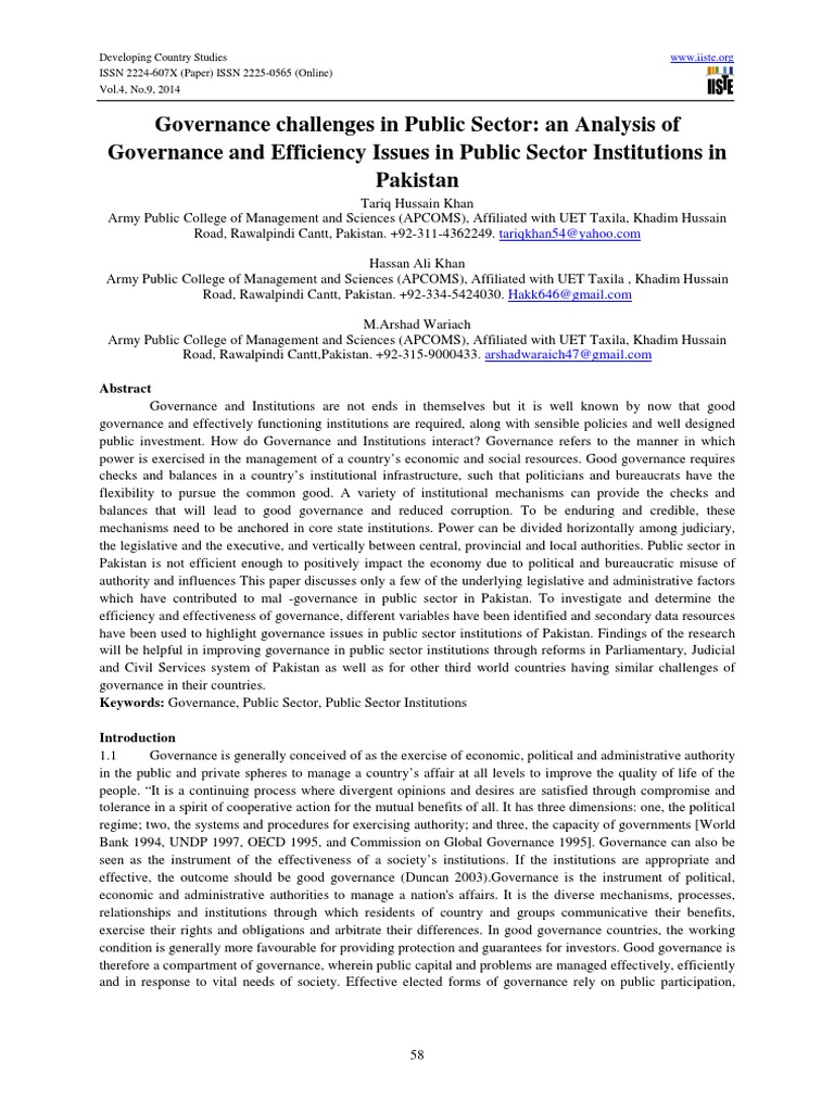 Article Governance Challenges in Public PDF | PDF | Government Of ...