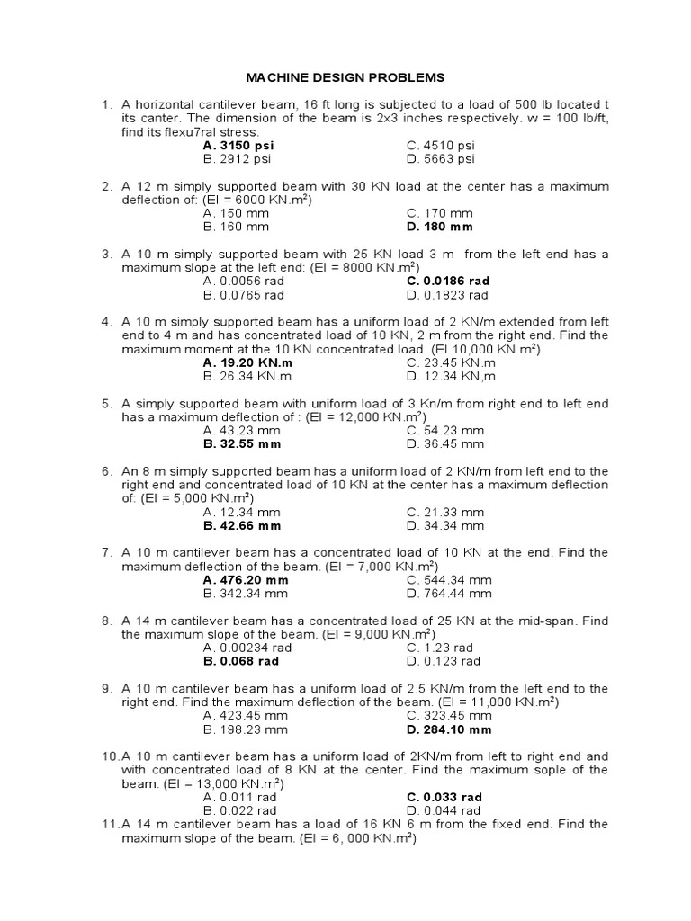 Machine Design 1000 Problems | PDF | Strength Of Materials | Gear