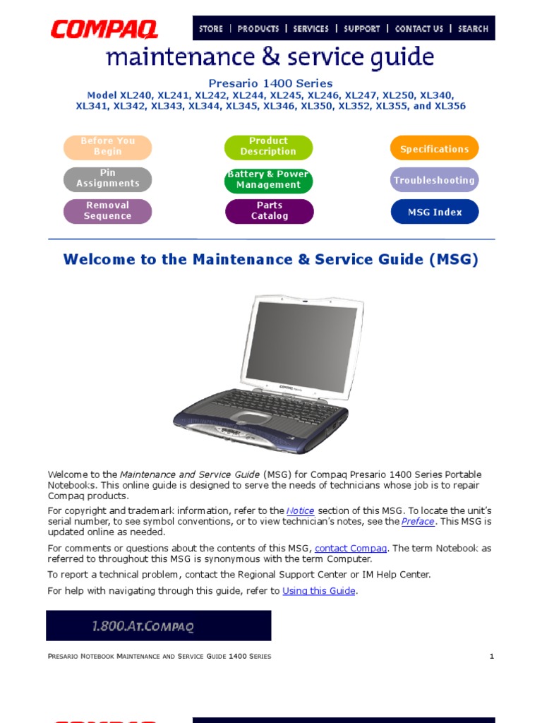 HP / Compaq 1400 Series | PDF | Laptop | Office Equipment
