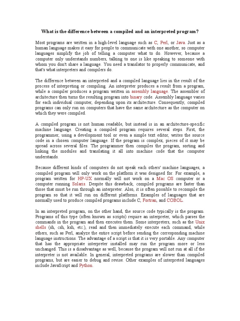 Compiled Vs Interpreted Program | PDF | Computer Program | Programming