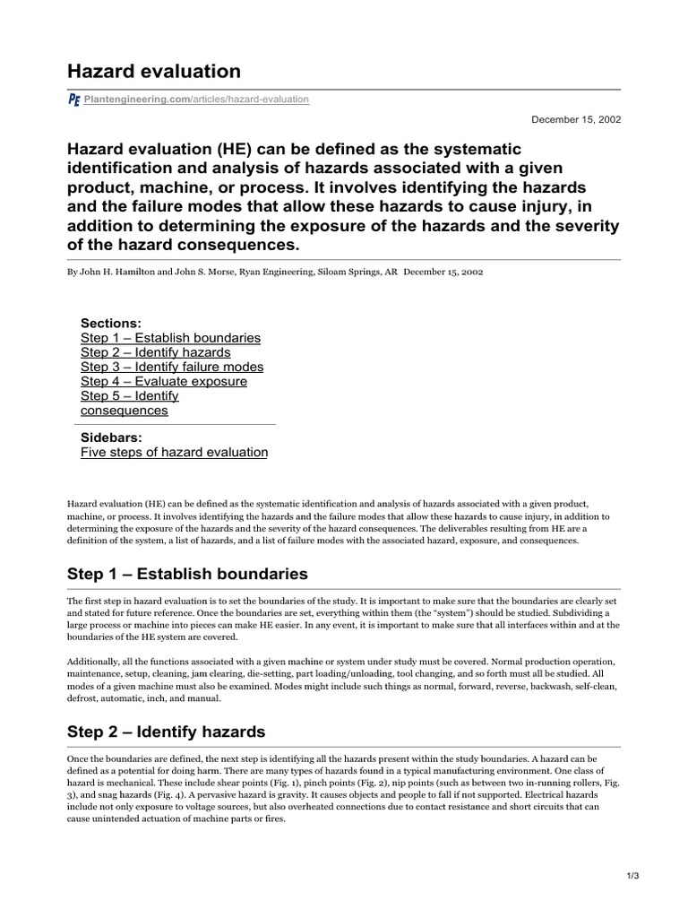 Hazard Evaluation | PDF | Hazards | Toxicity