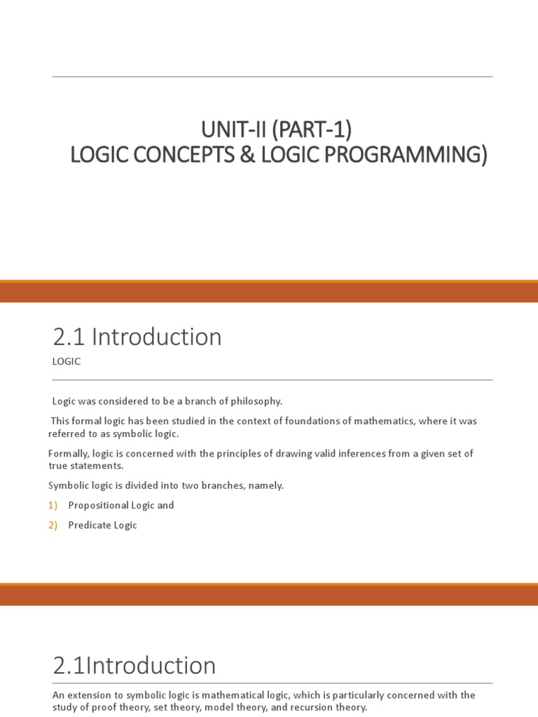 Logic Concepts in Programming | PDF | First Order Logic | Logic
