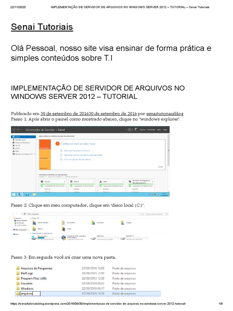 Tutorial de Servidor de Arquivos no Windows Server 2012 | PDF ...