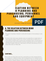 MENU PLANNING'S RELATION TO PURCHASING, PERSONNEL AND EQUIPMENT
