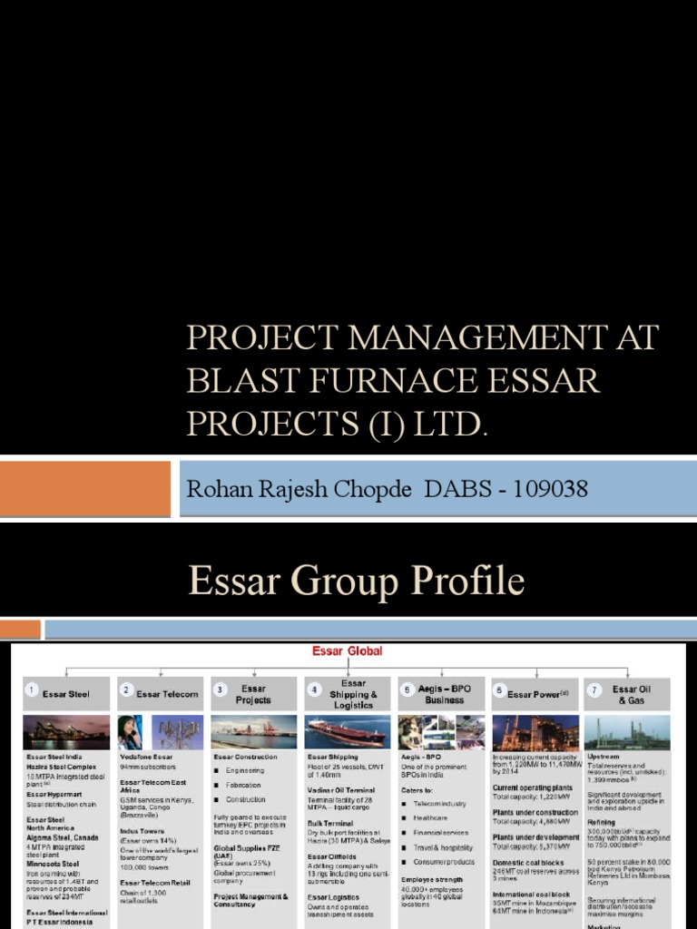 Project Management in Essar Blast Furnace | PDF | Blast Furnace | Furnace