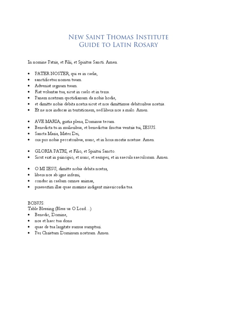 Latin Rosary Pronunciation Guide | PDF | Stress (Linguistics) | Latin