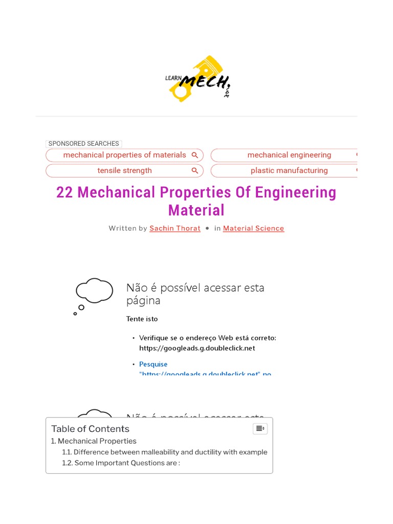 Mechanical Properties of Materials | PDF | Deformation (Engineering ...