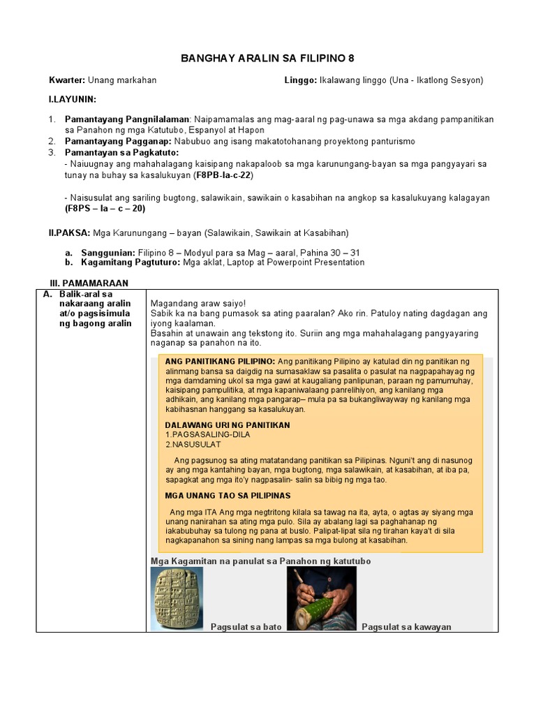 Filipino 8 Detailed Lesson Plan | PDF