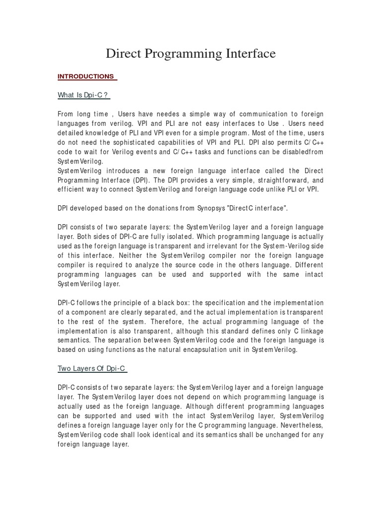 SystemVerilog And Direct Programming Interface PDF Parameter Systemverilog and direct programming interface pdf parameter