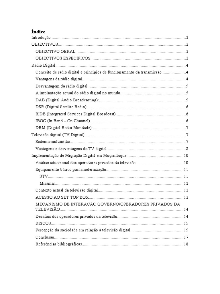 Vantagens e Desvantagens da TV Digital em Moçambique | PDF | Televisão ...