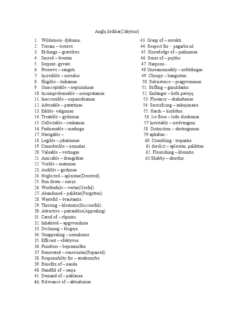 Anglų Žodžiai | PDF
