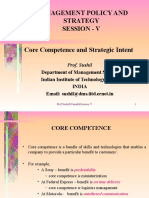 Management Policy and Strategy Session - V Core Competence and Strategic Intent