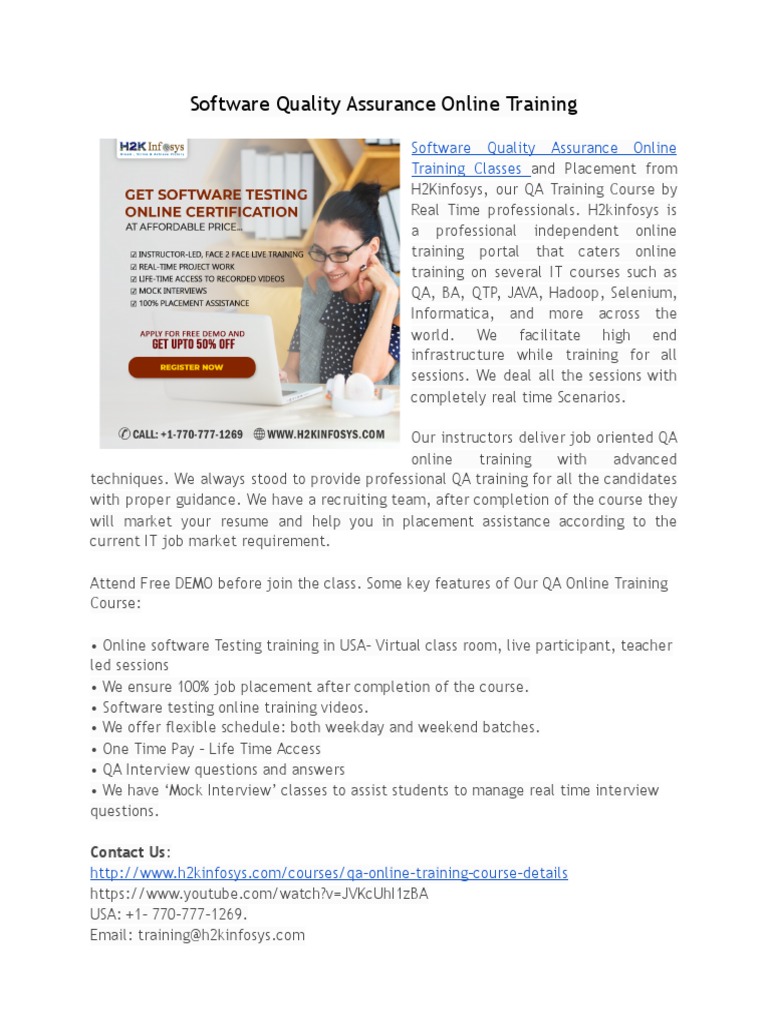 H2Kinfosys QA Online Training & Placement | PDF | Computers