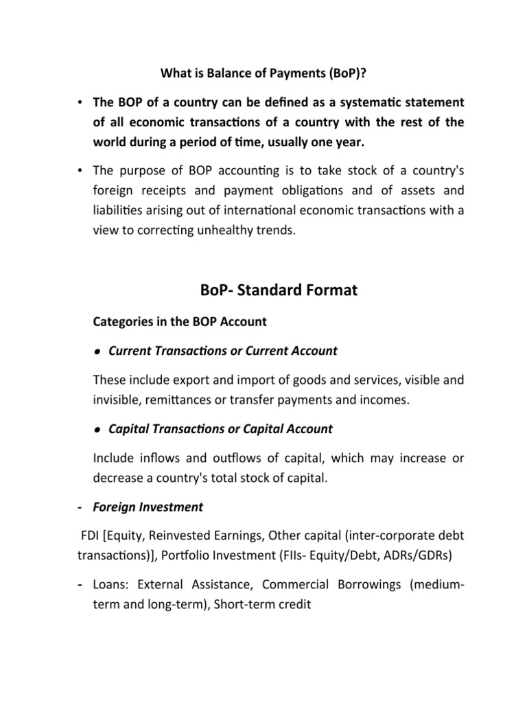 BopStandard Format What Is Balance of Payments (Bop) ? PDF American Depositary Receipt