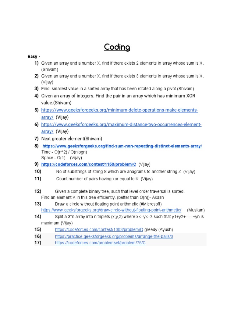 Array Problems and Solutions Guide | PDF | Computer Programming ...